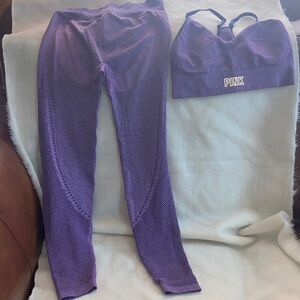 PINK Victoria's Secret Purple Leggings and Bra Set